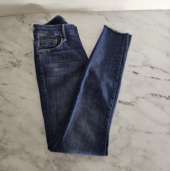 Mother High Waisted Looker Ankle Fray Blue Jeans 25 Preowned - Picture 4 of 9